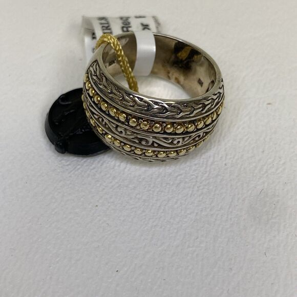 Effy 925 Silver & 18k Yellow Gold Wide Band Ring Size 6.5 - Picture 3 of 16